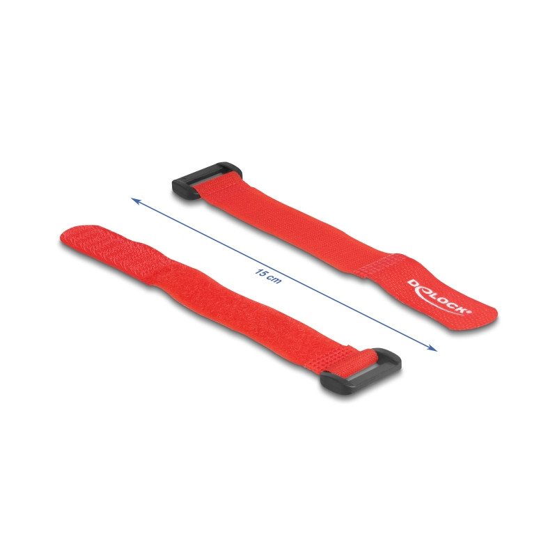 Delock Klett-Kabelbinder mit Schlaufe L 150 x B 20 mm rot 5 Stück