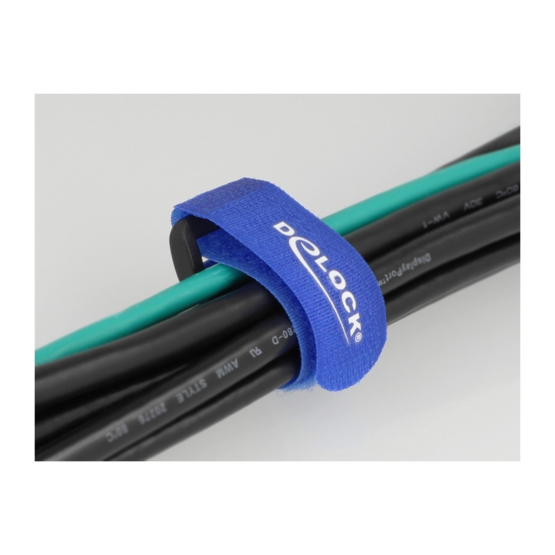 Delock Klett-Kabelbinder mit Schlaufe L 150 x B 20 mm blau 5 Stück