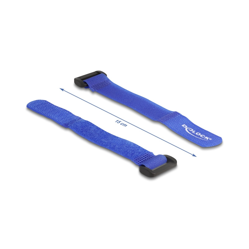 Delock Klett-Kabelbinder mit Schlaufe L 150 x B 20 mm blau 5 Stück