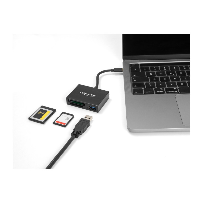 Delock USB-C™ Card Reader für XQD und SD Speicherkarten + USB 5 Gbps Typ-A Port