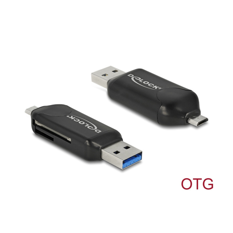 Delock Card Reader Micro USB OTG / USB 5 Gbps Typ-A für SD / MMC + Micro SD