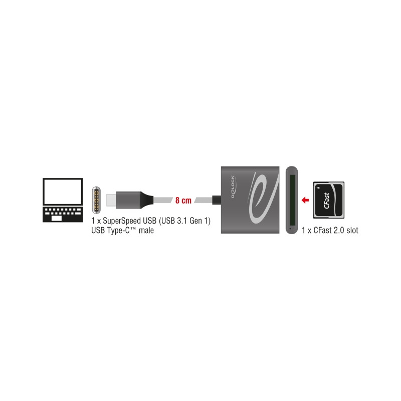Delock USB Type-C™ Card Reader für CFast 2.0 Speicherkarten