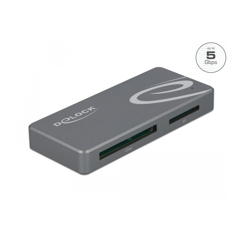 Delock USB Type-C™ Card Reader für CFast und SD Speicherkarten + USB Hub mit Typ-A und USB Type-C™ Port