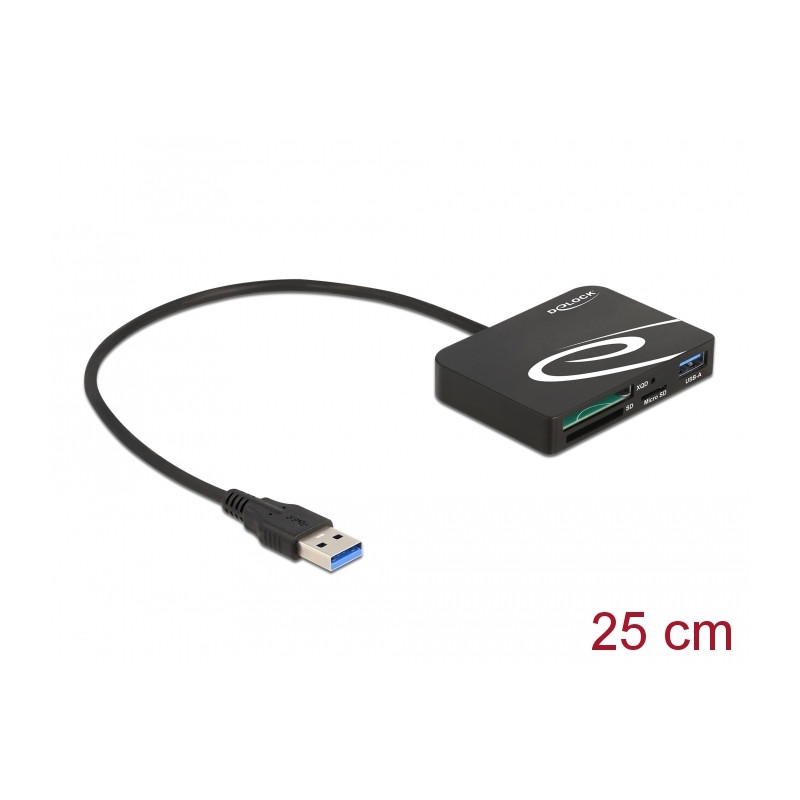 Delock Card Reader für XQD / SD / Micro SD Speicherkarten + USB Typ-A Port