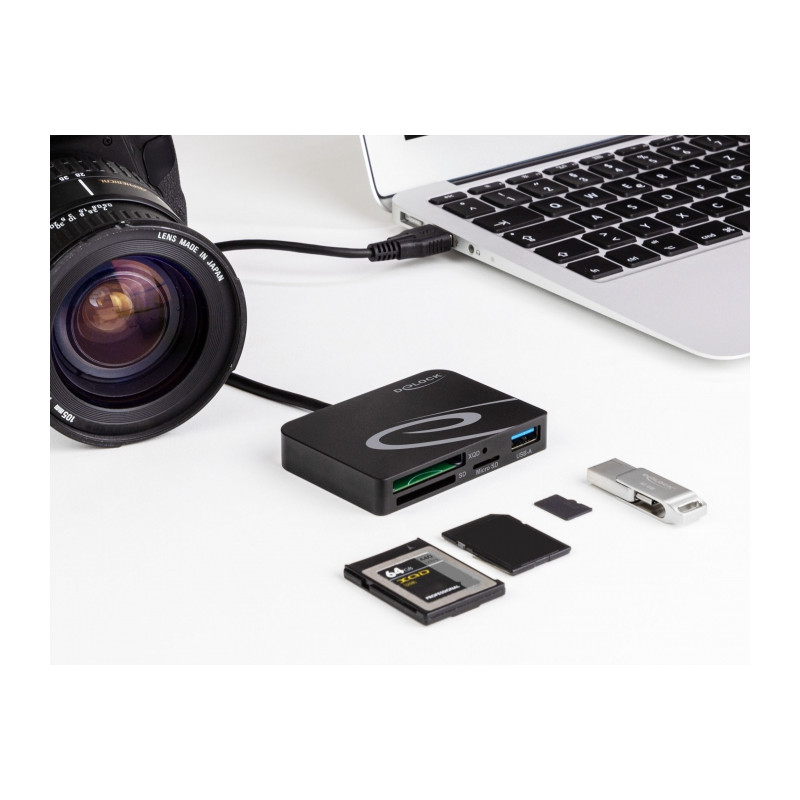 Delock Card Reader für XQD / SD / Micro SD Speicherkarten + USB Typ-A Port