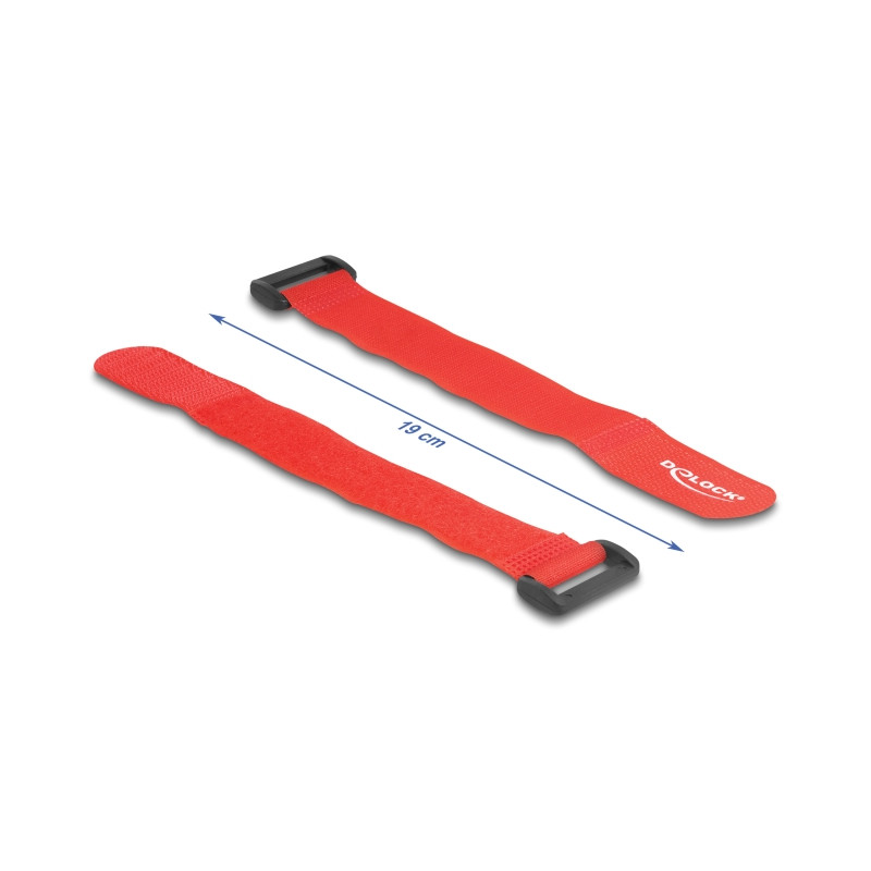 Delock Klett-Kabelbinder mit Schlaufe L 190 x B 25 mm rot 5 Stück