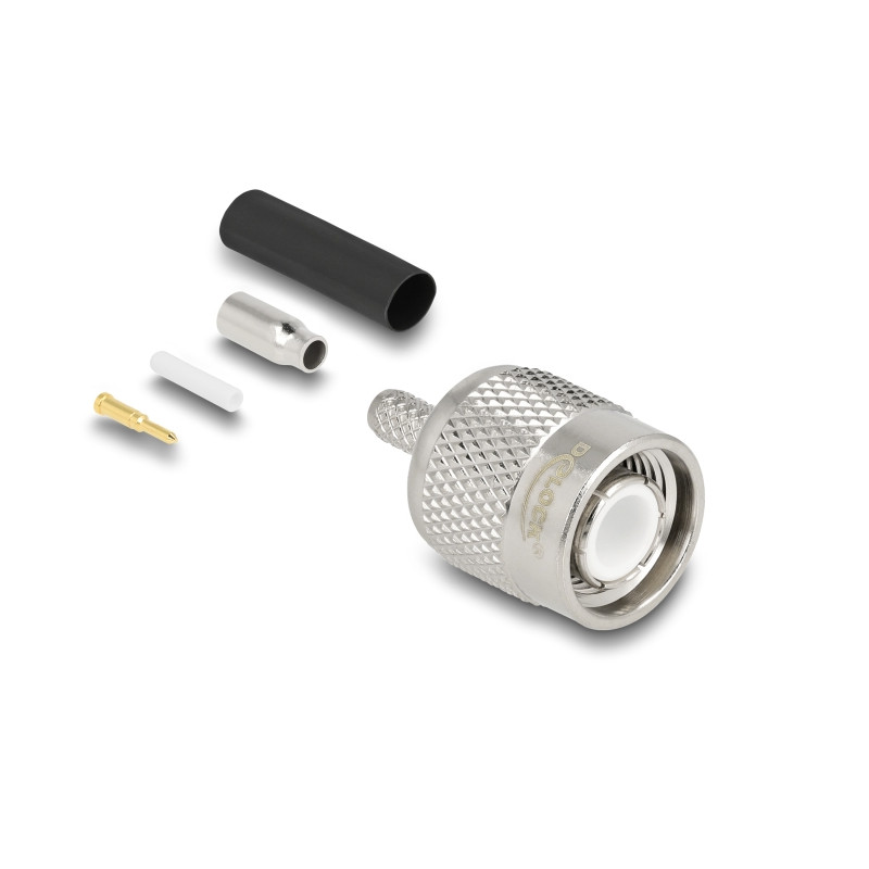 Delock TNC Stecker zum Crimpen RG-174 / RG-316 mit passendem Schrumpfschlauch