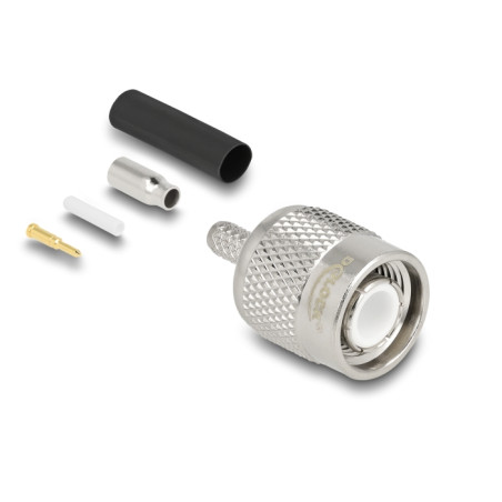 Delock TNC Stecker zum Crimpen RG-174 / RG-316 mit passendem Schrumpfschlauch