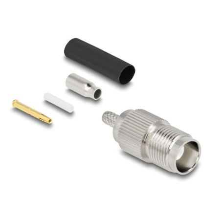 Delock TNC Buchse zum Crimpen RG-174 / RG-316 mit passendem Schrumpfschlauch