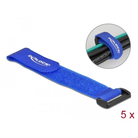 Delock Klett-Kabelbinder mit Schlaufe L 190 x B 25 mm blau 5 Stück