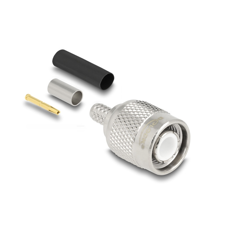 Delock TNC Stecker zum Crimpen LMR 200 mit passendem Schrumpfschlauch