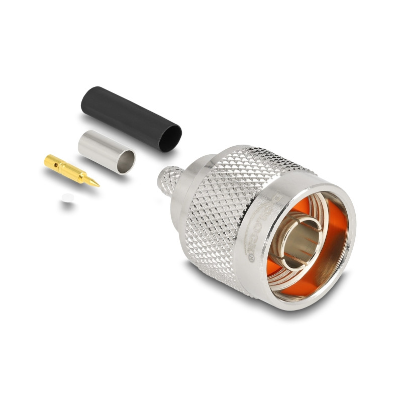 Delock N Stecker zum Crimpen LMR 200 mit passendem Schrumpfschlauch