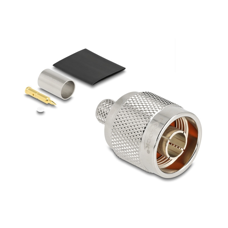 Delock N Stecker zum Crimpen LMR 300 mit passendem Schrumpfschlauch