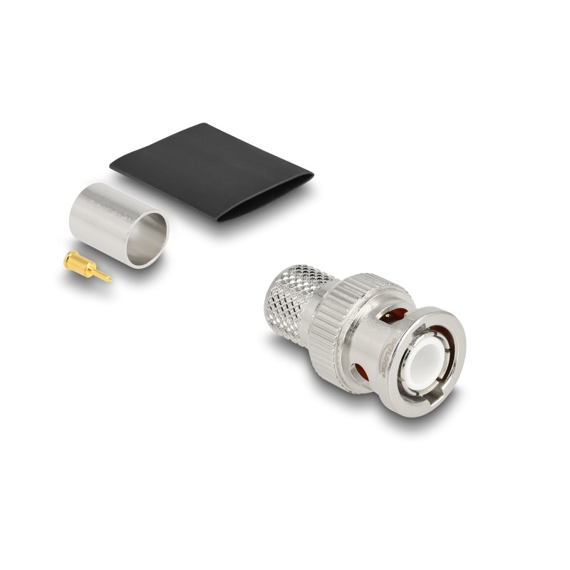 Delock BNC Stecker 50 Ohm zum Crimpen LMR 400 mit passendem Schrumpfschlauch