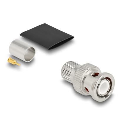 Delock BNC Stecker 50 Ohm zum Crimpen LMR 400 mit passendem Schrumpfschlauch