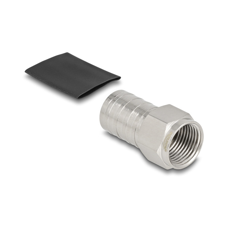 Delock F Stecker zum Crimpen RG-6 mit passendem Schrumpfschlauch