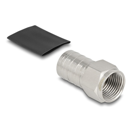 Delock F Stecker zum Crimpen RG-6 mit passendem Schrumpfschlauch