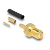 Delock SMA Buchse zum Crimpen RG-174 / RG-316 mit passendem Schrumpfschlauch