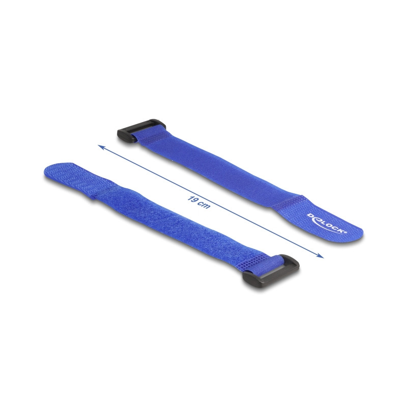 Delock Klett-Kabelbinder mit Schlaufe L 190 x B 25 mm blau 5 Stück