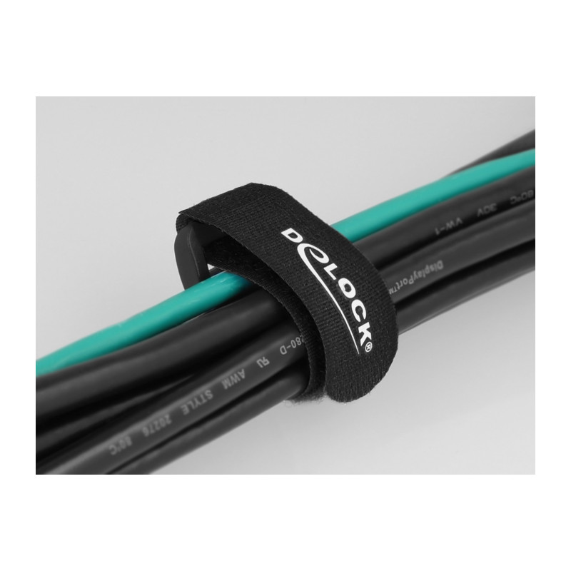 Delock Klett-Kabelbinder mit Schlaufe L 280 x B 38 mm schwarz 3 Stück