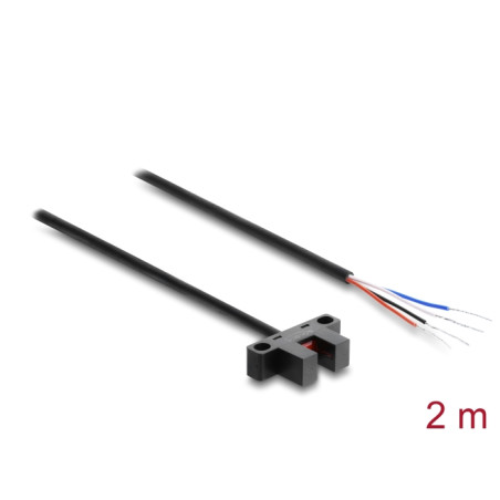 Delock Gabellichtschranke 5 mm Typ K mit 4 x offenen Kabelenden PNP L/D umschaltbar 2 m