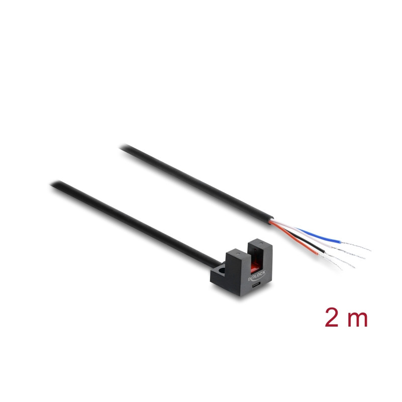 Delock Gabellichtschranke 5 mm Typ L mit 4 x offenen Kabelenden PNP L/D umschaltbar 2 m