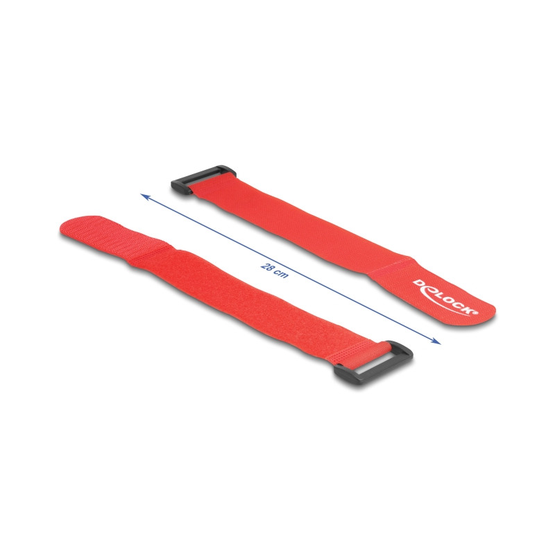 Delock Klett-Kabelbinder mit Schlaufe L 280 x B 38 mm rot 3 Stück
