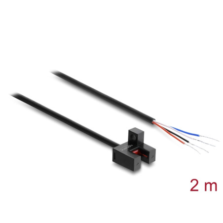 Delock Gabellichtschranke 5 mm Typ F mit 4 x offenen Kabelenden PNP L/D umschaltbar 2 m