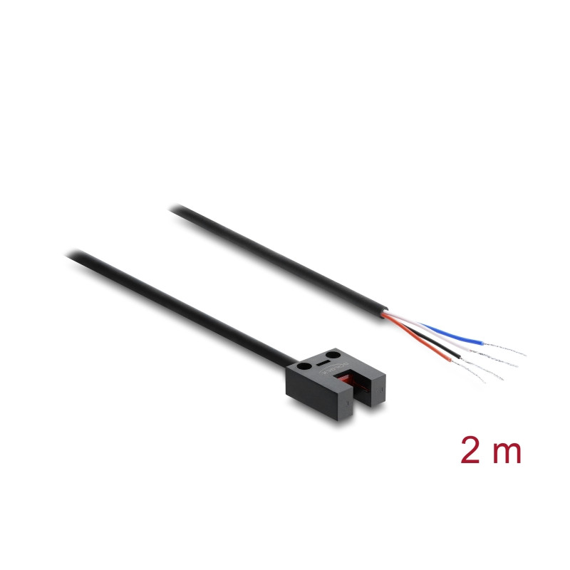 Delock Gabellichtschranke 5 mm Typ U mit 4 x offenen Kabelenden PNP L/D umschaltbar 2 m
