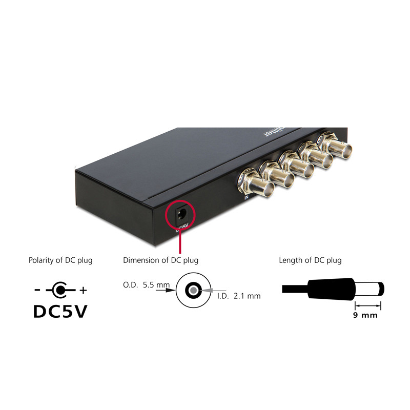 Delock 3G-SDI Splitter 1 in - 4 out