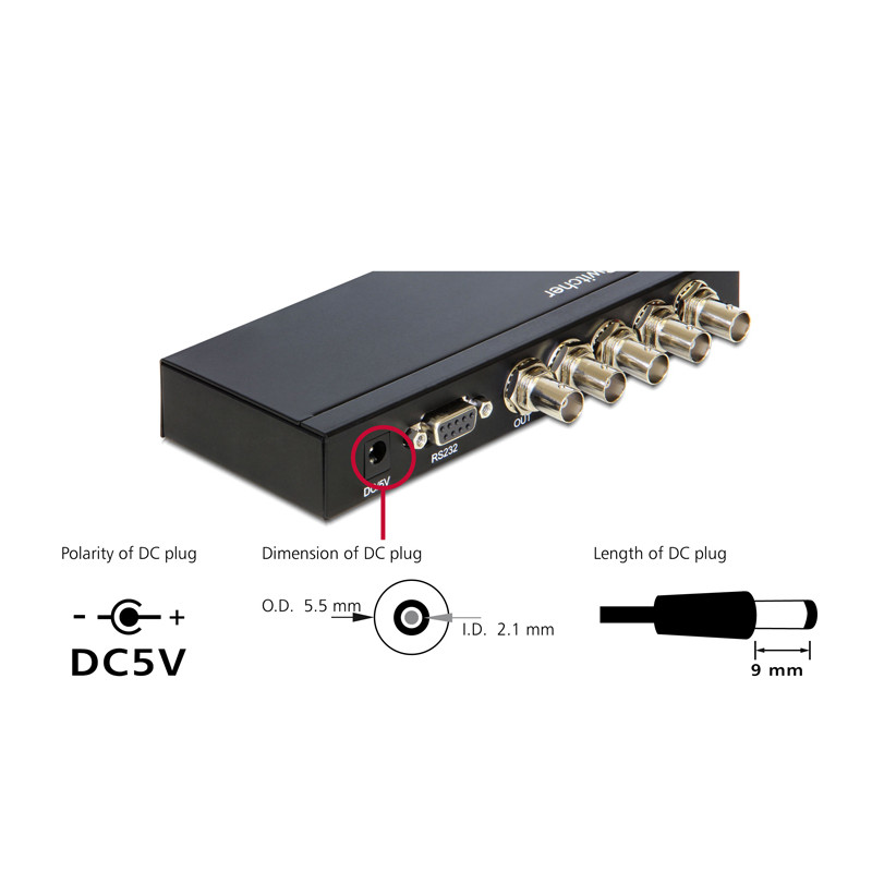 Delock 3G-SDI Switch 4 in - 1 out