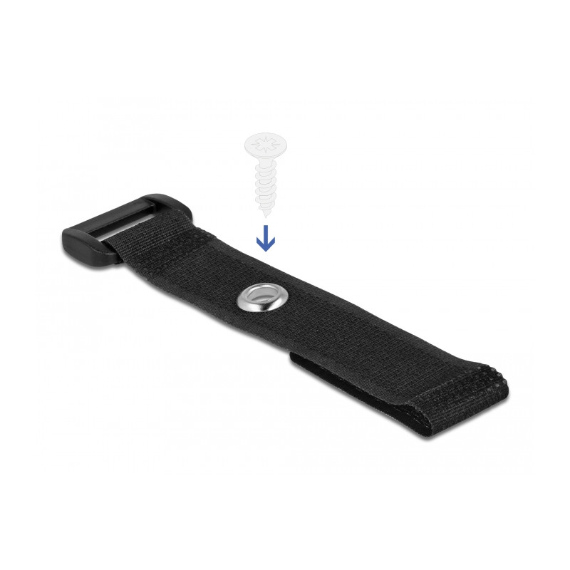Delock Klett-Kabelbinder mit Schlaufe und Befestigungsöse L 150 x B 20 mm schwarz 5 Stück