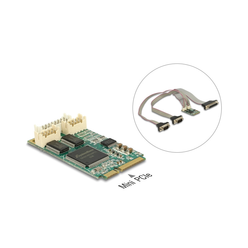 Delock Modul MiniPCIe I/O PCIe full size 2 x Seriell RS-232 + 1 x Parallel