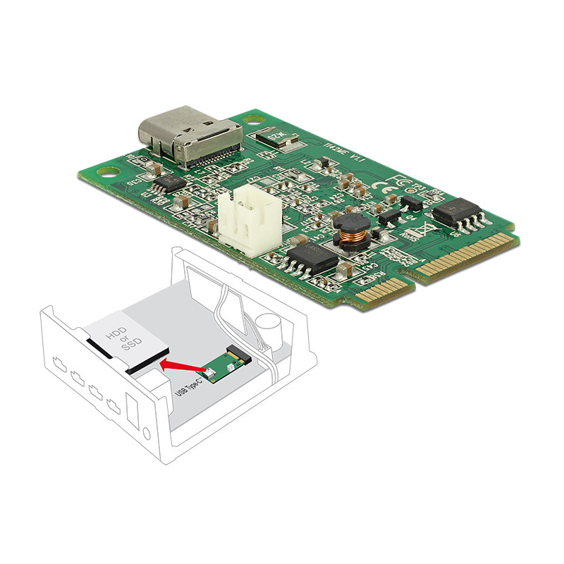 Delock Mini PCIe I/O PCIe full size 1 x USB Type-C™ 3.1 Gen 2 Buchse