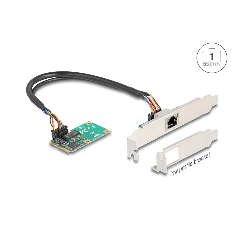 Delock Mini PCIe I/O PCIe full size 1 x RJ45 Gigabit LAN