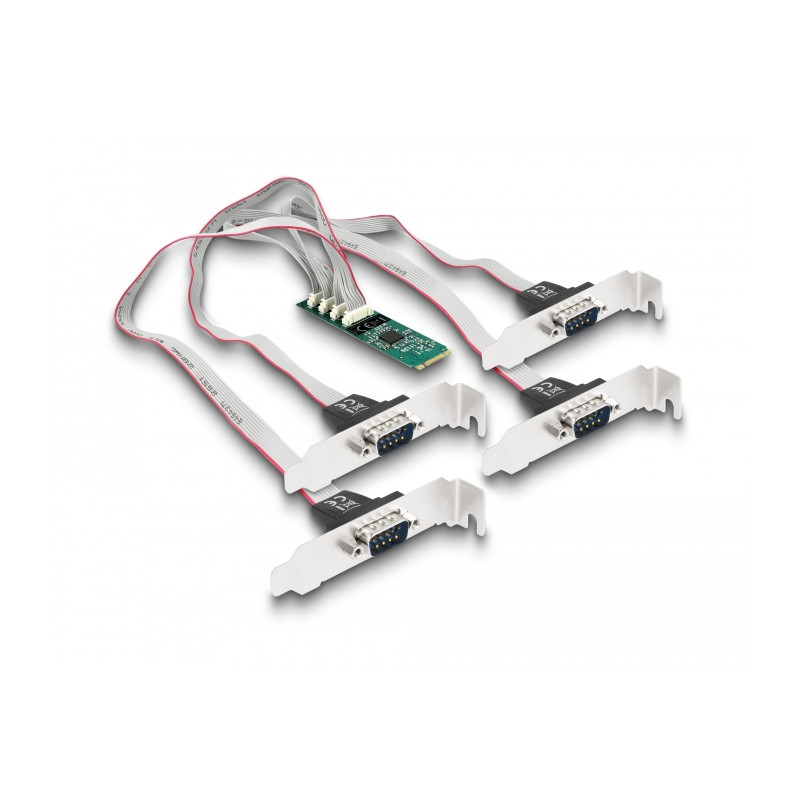 Delock M.2 Karte zu 4 x Seriell RS-232 DB9 mit Standard und Low Profile Slotblenden
