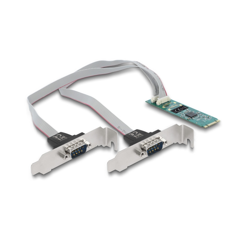 Delock M.2 Karte zu 2 x Seriell RS-232 DB9 mit Standard und Low Profile Slotblenden