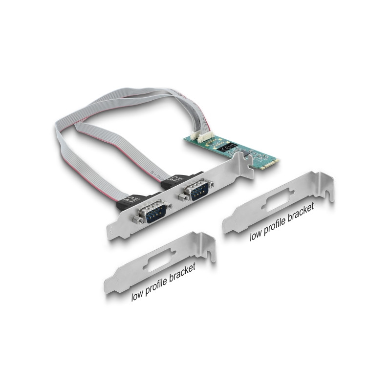 Delock M.2 Karte zu 2 x Seriell RS-232 DB9 mit Standard und Low Profile Slotblenden