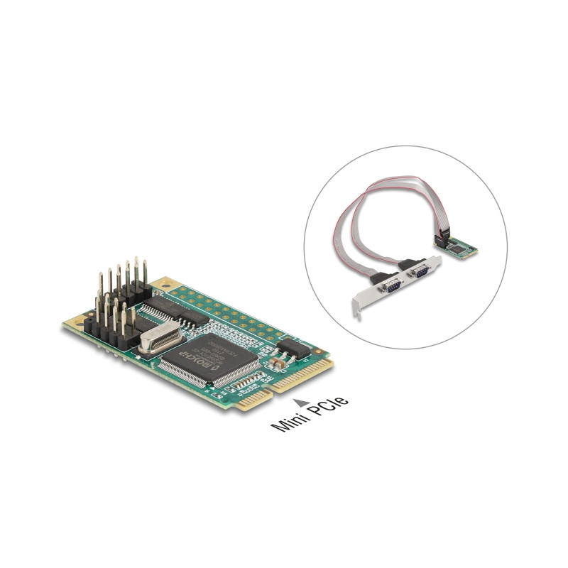 Delock Mini PCIe Karte full size zu 2 x Seriell RS-232 D-Sub 9 Pin