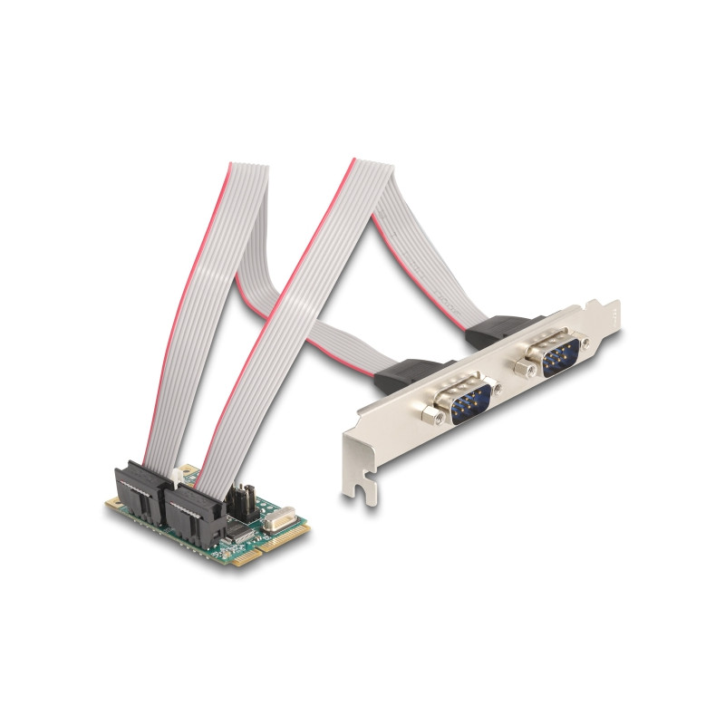 Delock Mini PCIe I/O PCIe full size 2 x Seriell RS-232 mit Spannungsversorgung 5 V / 12 V