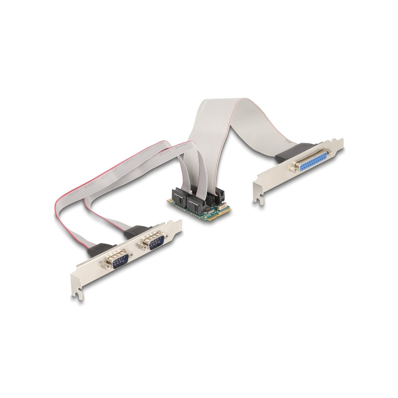 Delock Mini PCIe I/O PCIe full size 1 x Parallel, 2 x Seriell RS-232 mit Spannungsversorgung 5 V / 12 V