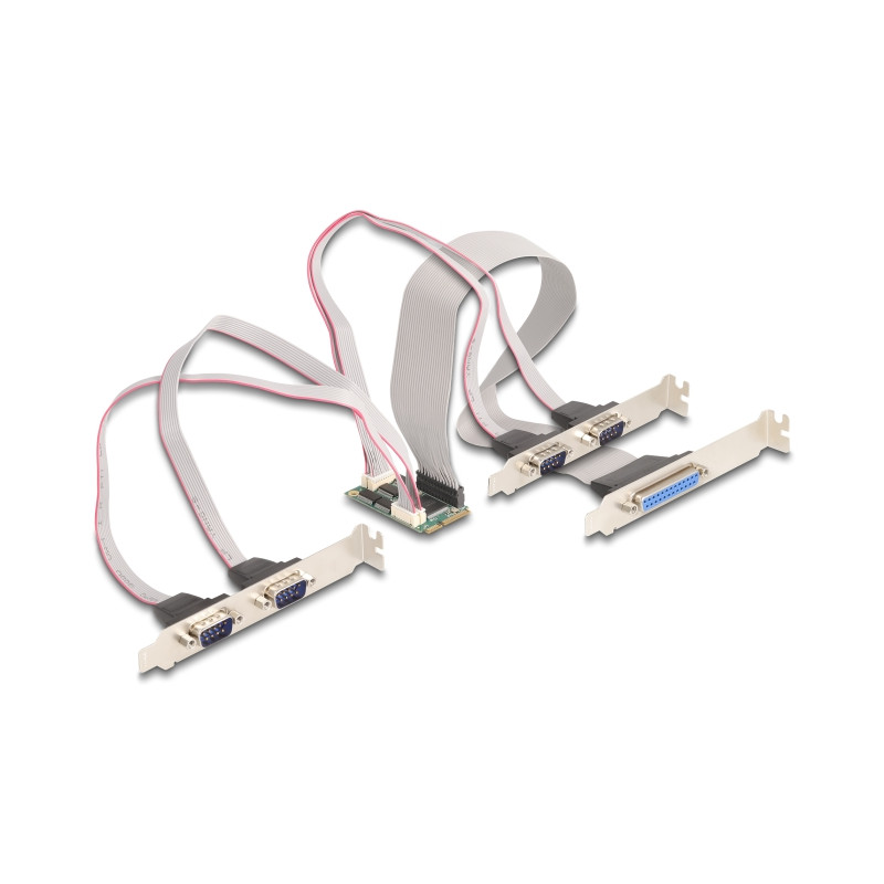 Delock Mini PCIe I/O PCIe full size 4 x Seriell RS-232, 1 x Parallel