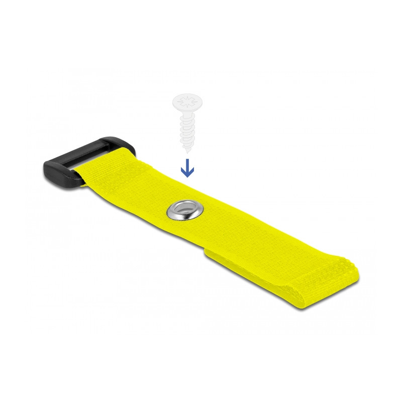 Delock Klett-Kabelbinder mit Schlaufe und Befestigungsöse L 150 x B 20 mm gelb 5 Stück