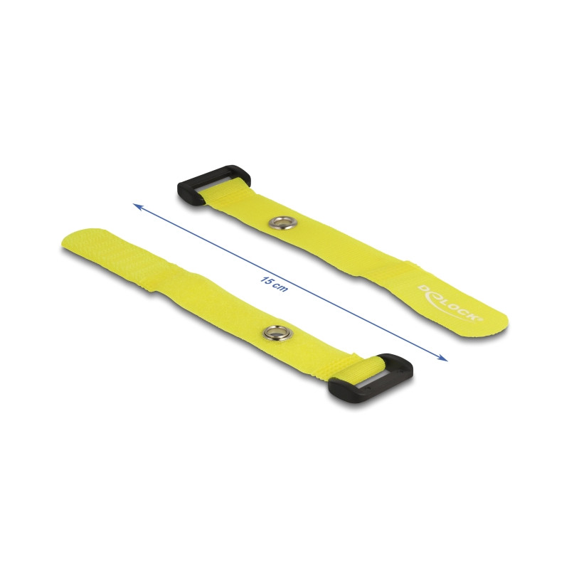 Delock Klett-Kabelbinder mit Schlaufe und Befestigungsöse L 150 x B 20 mm gelb 5 Stück