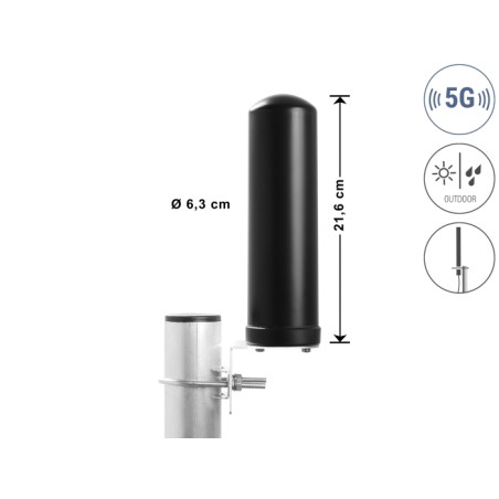 Delock 5G LTE Antenne N Buchse 3 - 5 dBi omnidirektional Wand- und Mastmontage outdoor schwarz