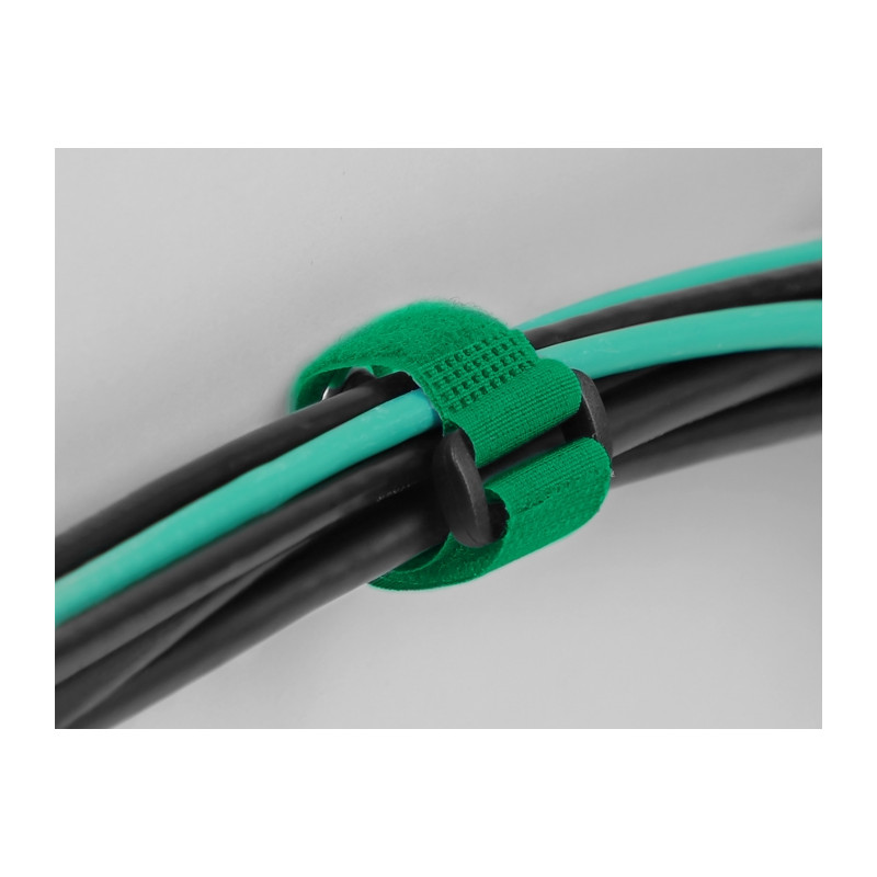Delock Klett-Kabelbinder mit Schlaufe und Befestigungsöse L 150 x B 20 mm grün 5 Stück