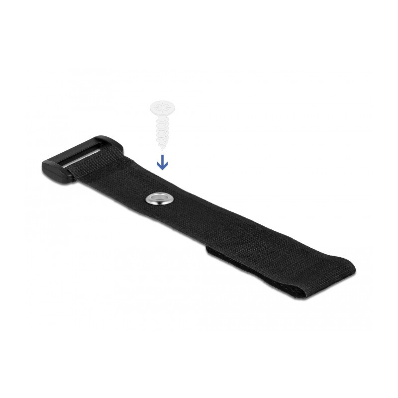Delock Klett-Kabelbinder mit Schlaufe und Befestigungsöse L 190 x B 25 mm schwarz 5 Stück