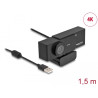 Delock USB UHD Webcam mit Mikrofon 4K 30 Hz 110° Blickwinkel und Stativ