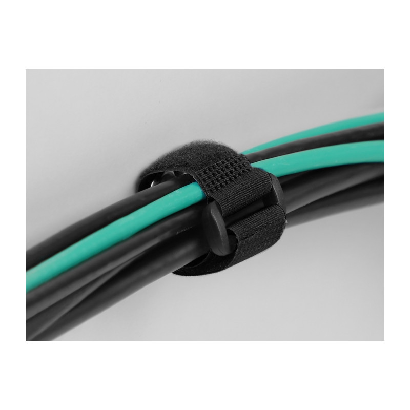 Delock Klett-Kabelbinder mit Schlaufe und Befestigungsöse L 190 x B 25 mm schwarz 5 Stück