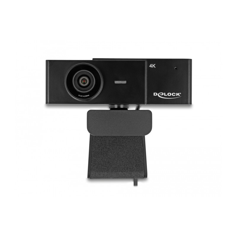 Delock USB UHD Webcam mit Mikrofon 4K 30 Hz 110° Blickwinkel und Stativ
